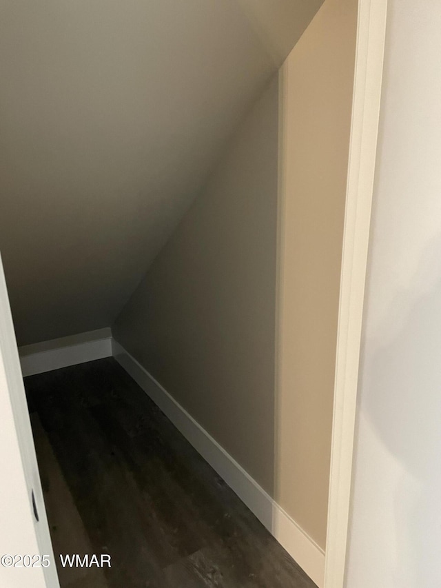 2426 Aspen Run, Pinetop, AZ 85935 - interior space with dark wood-style flooring, baseboards, and lofted ceiling