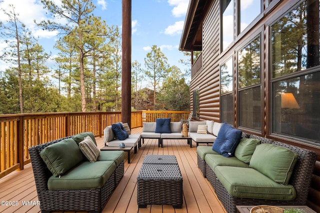 deck featuring an outdoor living space