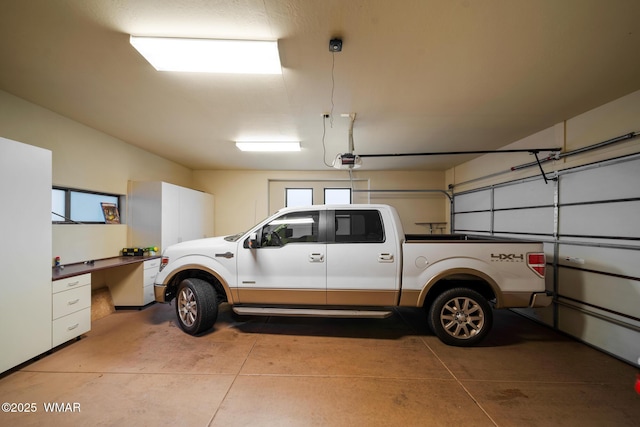 garage with a garage door opener