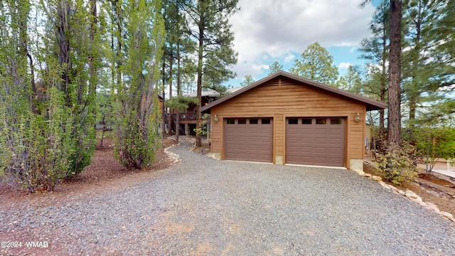 view of detached garage