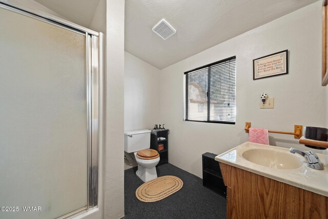 2681 W Reidhead, Show Low, AZ 85901 - full bathroom with a stall shower, vanity, and lofted ceiling