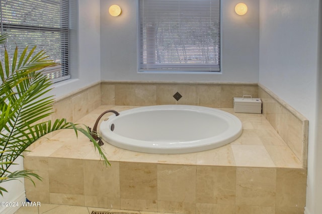 bathroom featuring a garden tub