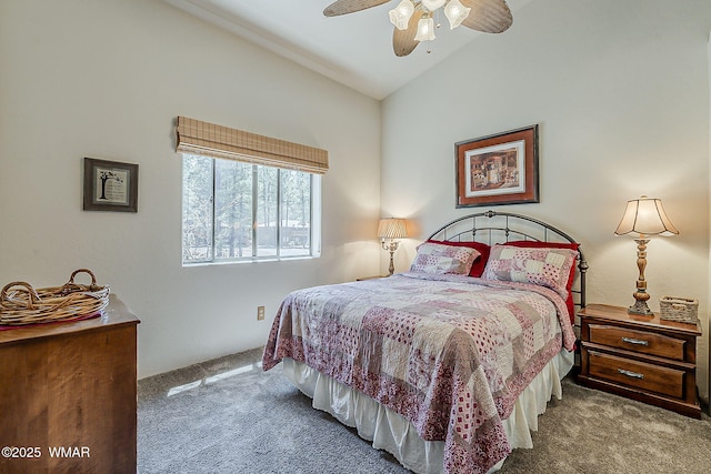 4509 Stone Pine Dr, Pinetop, AZ 85935 - carpeted bedroom featuring lofted ceiling and ceiling fan