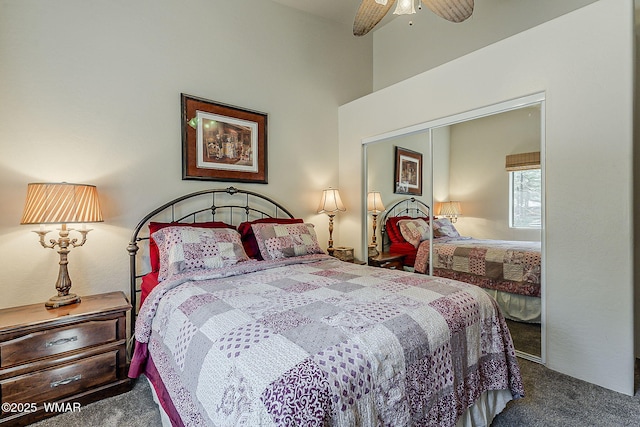 4509 Stone Pine Dr, Pinetop, AZ 85935 - bedroom featuring carpet, a ceiling fan, and a closet
