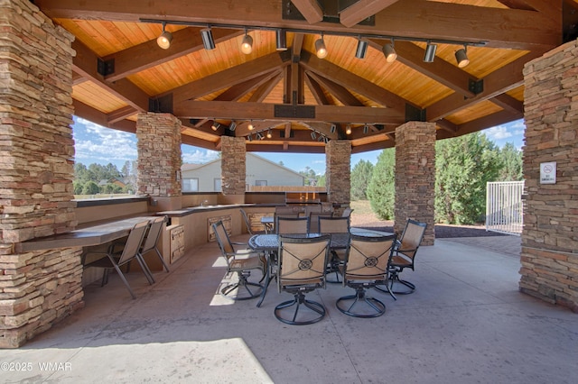 5200 S Morgan Mountain Dr, Show Low, AZ 85901 - view of patio / terrace featuring a gazebo, area for grilling, and a bar