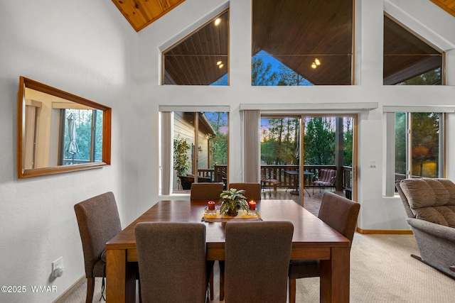 20 W Suncrest Ct, Show Low, AZ 85901 - dining room featuring plenty of natural light, baseboards, high vaulted ceiling, and wooden ceiling