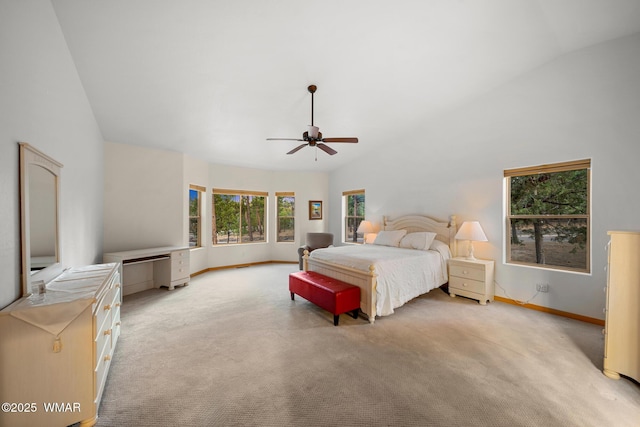 20 W Suncrest Ct, Show Low, AZ 85901 - bedroom featuring baseboards, light carpet, and lofted ceiling