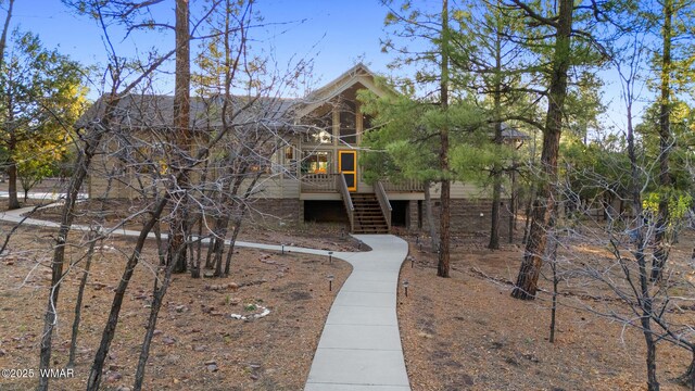 20 W Suncrest Ct, Show Low, AZ 85901 - view of front of house featuring stairs and a wooden deck
