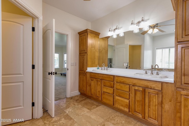 416 S 2nd St, Snowflake, AZ 85937 - bathroom with a ceiling fan, healthy amount of natural light, and double vanity