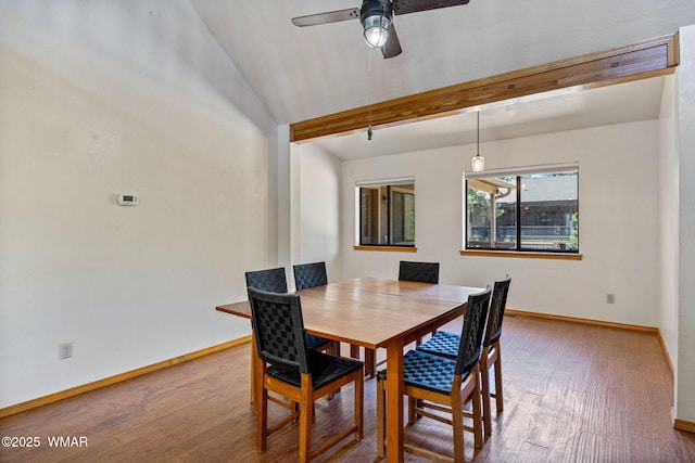 2232 Eagle Ln, Overgaard, AZ 85933 - dining area with wood finished floors and ceiling fan