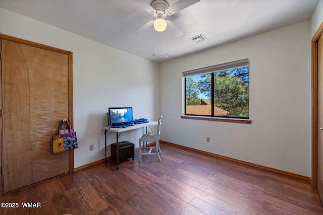 2232 Eagle Ln, Overgaard, AZ 85933 - home office featuring wood finished floors and a ceiling fan