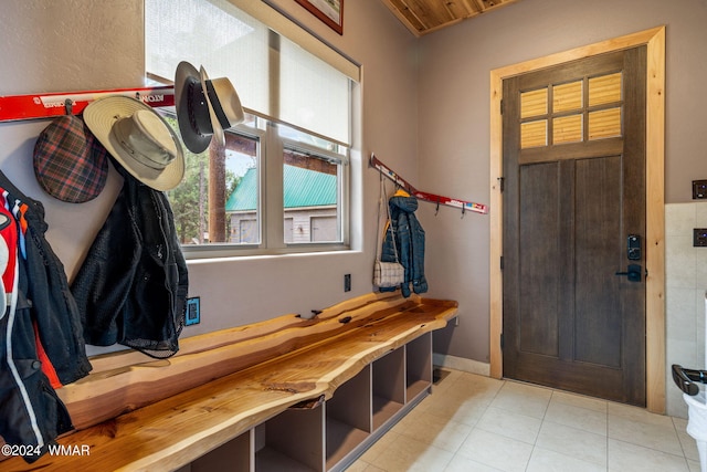 mudroom featuring tile patterned flooring