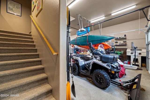 stairs featuring concrete floors