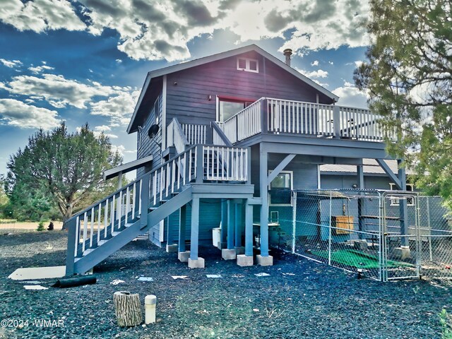 8286 Pinon Dr, Show Low, AZ 85901 - rear view of property featuring stairs and a deck