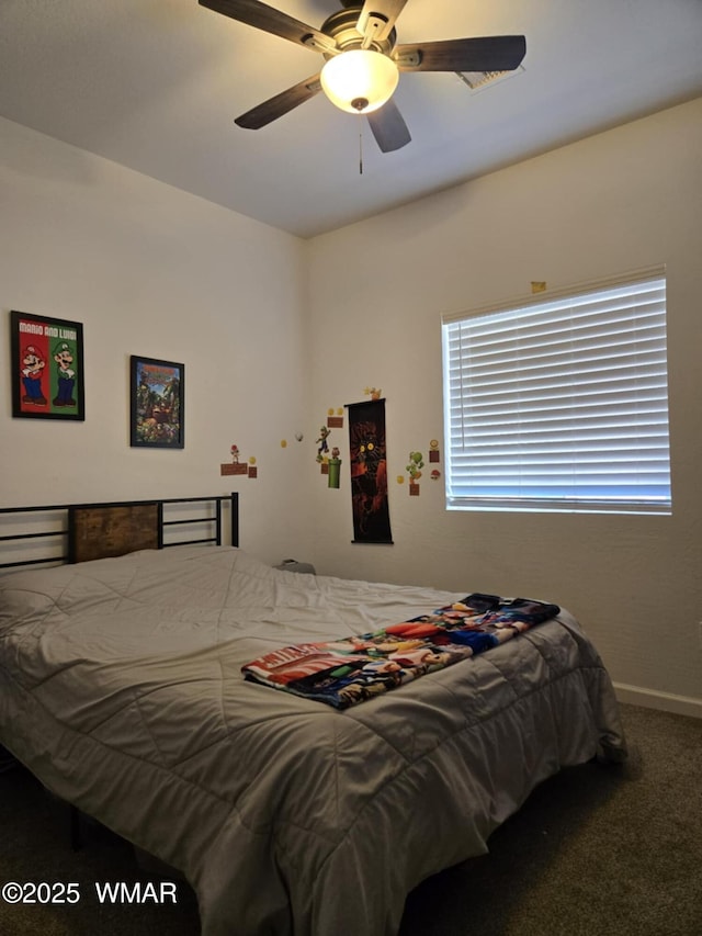 3845 Hidden Ranch Rd, Snowflake, AZ 85937 - carpeted bedroom with baseboards and ceiling fan