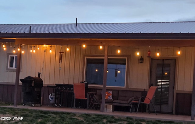 3845 Hidden Ranch Rd, Snowflake, AZ 85937 - back of property with metal roof, a patio, and an outdoor living space