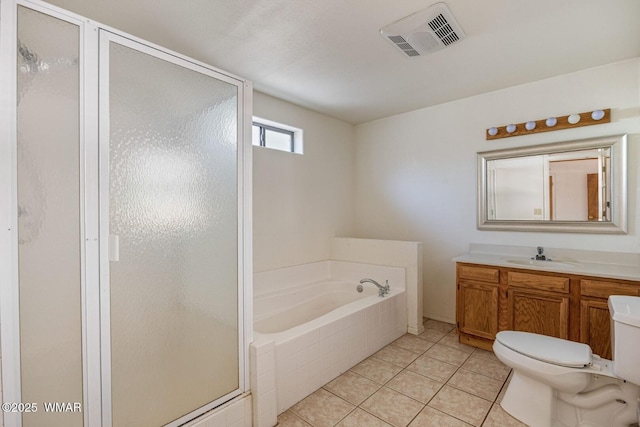1721 W Huning, Show Low, AZ 85901 - bathroom with a garden tub, vanity, a stall shower, and tile patterned floors
