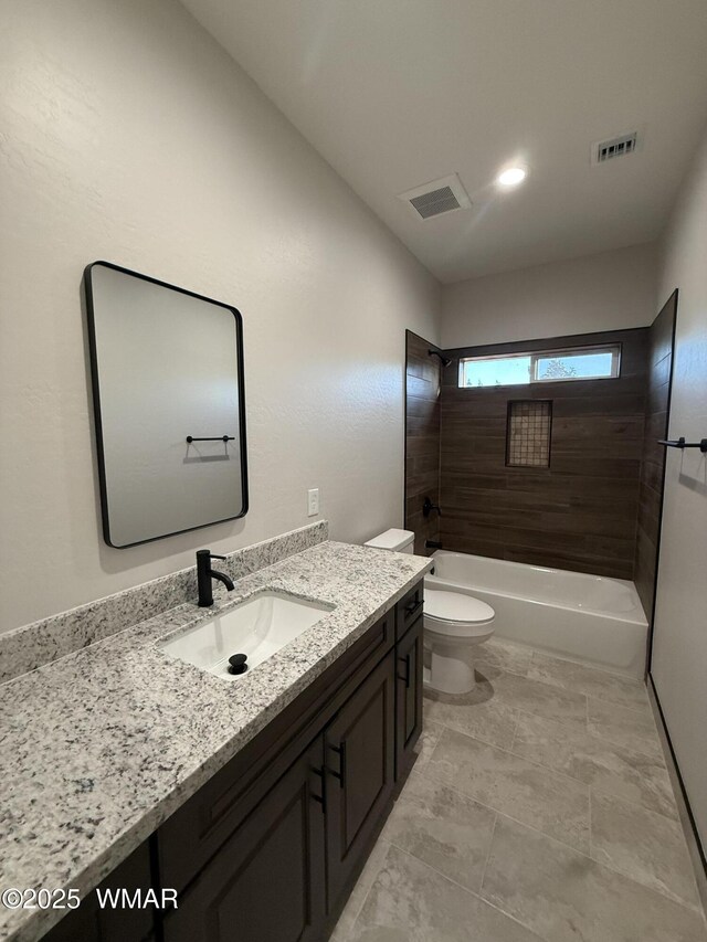 2747 Air Park Dr, Overgaard, AZ 85933 - bathroom with vanity, shower / bathtub combination, visible vents, and toilet