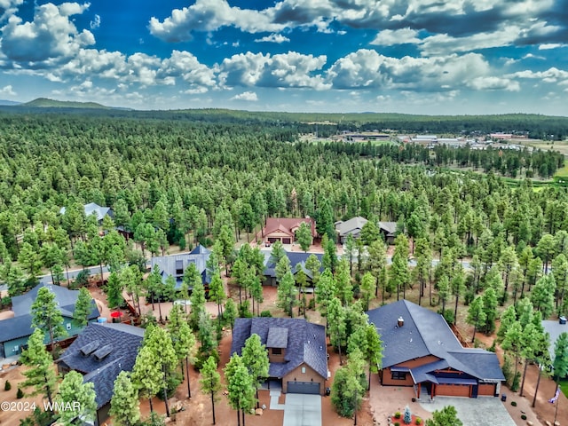 aerial view with a wooded view