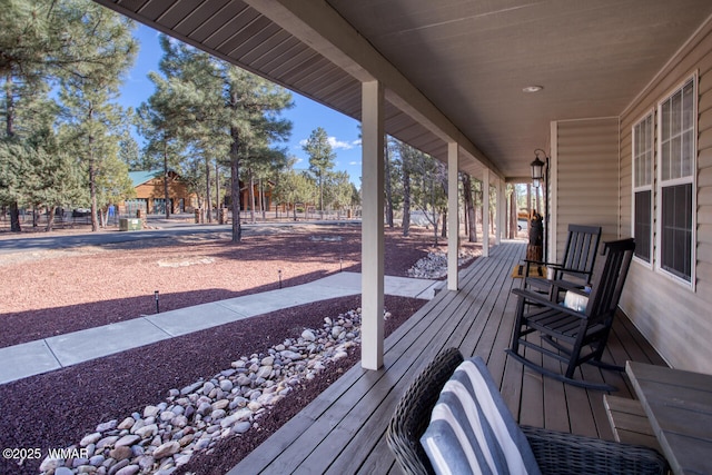 wooden deck with a porch