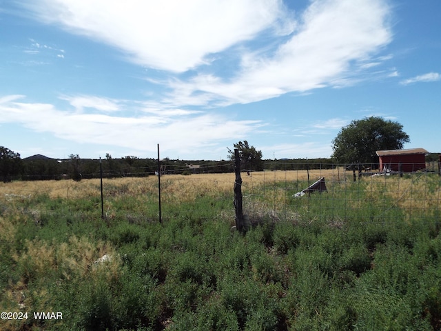 view of yard with a rural view and fence