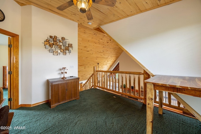 1537 Georgann Cir, Heber, AZ 85928 - additional living space featuring ceiling fan, carpet, wood walls, and wood ceiling