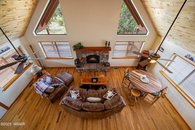 1537 Georgann Cir, Heber, AZ 85928 - living area featuring healthy amount of natural light, wood finished floors, lofted ceiling, and wood ceiling