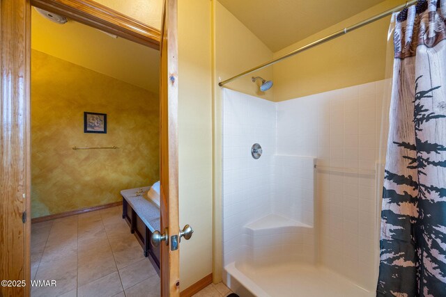 1537 Georgann Cir, Heber, AZ 85928 - full bathroom with a shower with curtain and tile patterned floors