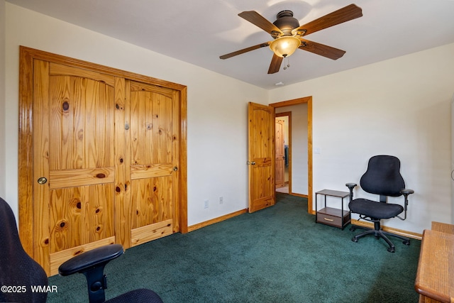 1537 Georgann Cir, Heber, AZ 85928 - sitting room with dark carpet and a ceiling fan