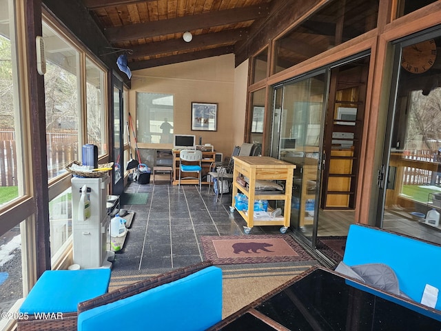 4989 Drifting Snow Loop Unit 4, Pinetop, AZ 85935 - sunroom / solarium featuring beamed ceiling