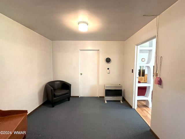 unfurnished room featuring carpet floors and heating unit