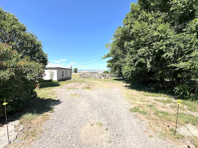 view of street featuring gravel driveway