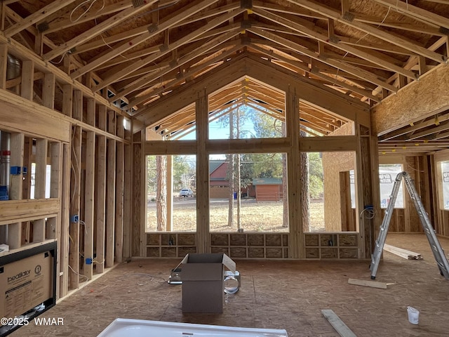 misc room with lofted ceiling