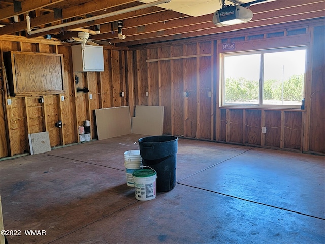 interior space with a garage door opener