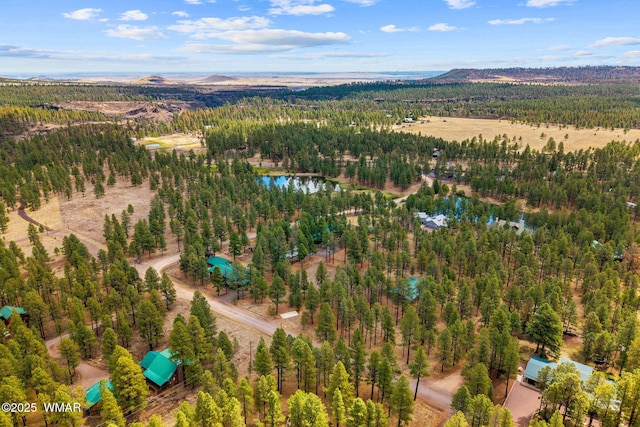 2 Acr 1027, Greer, AZ 85927 - aerial view of property and surrounding area with a heavily wooded area and a water and mountain view