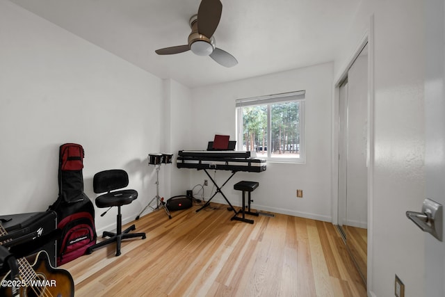 323 N Woodland Rd, Lakeside, AZ 85929 - office with wood finished floors, ceiling fan, and baseboards
