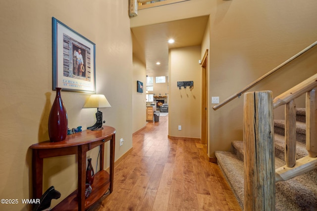 2011 N Lake Breeze Rd, Lakeside, AZ 85929 - foyer featuring wood finished floors, stairway, recessed lighting, and baseboards