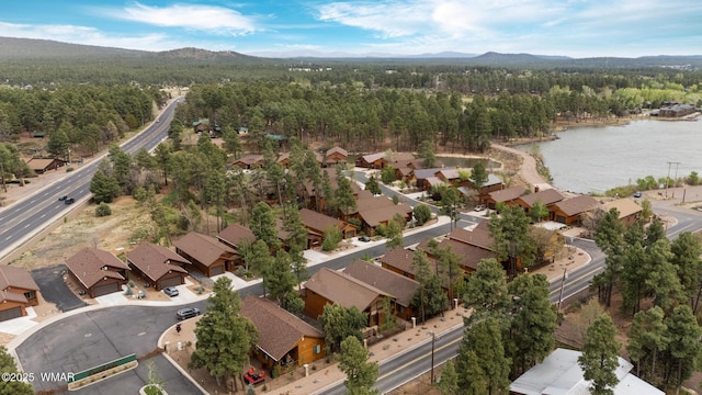 2011 N Lake Breeze Rd, Lakeside, AZ 85929 - aerial overview of property's location with a heavily wooded area, a water and mountain view, and nearby suburban area