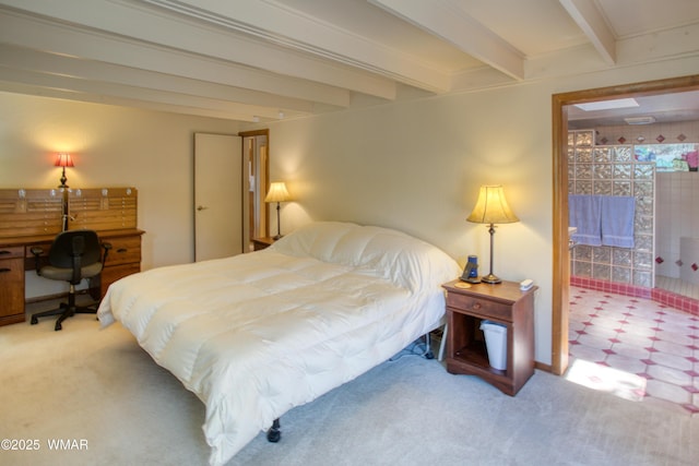 5029 Show Low Lake Rd, Show Low, AZ 85901 - bedroom with beam ceiling and light colored carpet