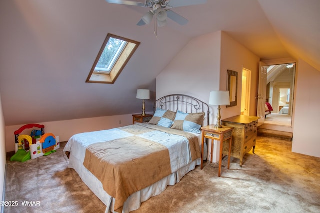 5029 Show Low Lake Rd, Show Low, AZ 85901 - bedroom with lofted ceiling, a skylight, and carpet flooring