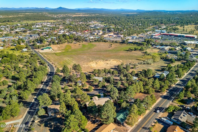 birds eye view of property with a mountain view