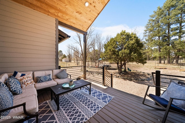 2872 Penny Ln, Lakeside, AZ 85929 - wooden terrace with outdoor lounge area