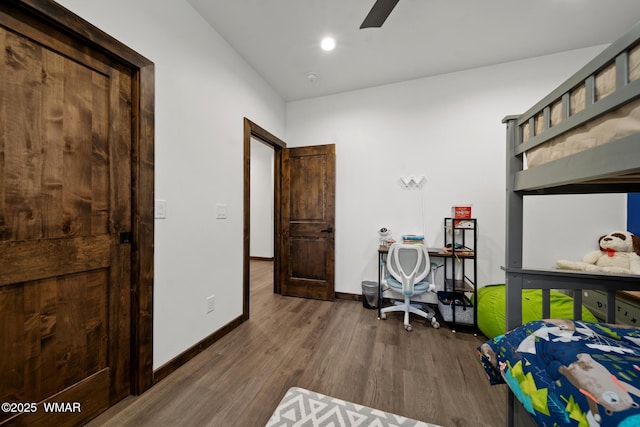 2872 Penny Ln, Lakeside, AZ 85929 - bedroom featuring wood finished floors, baseboards, recessed lighting, and ceiling fan