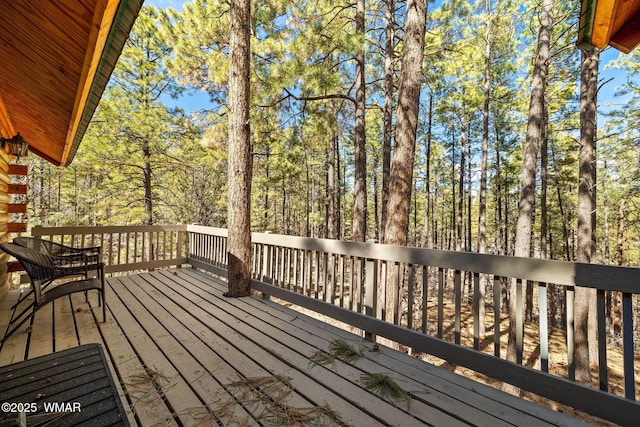 1825 E Woodchuck Ln, Pinetop, AZ 85935 - deck featuring a view of trees