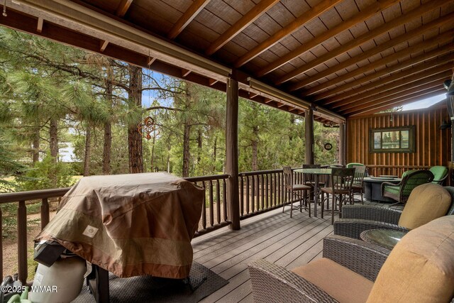 380 N Retreat Dr, Show Low, AZ 85901 - wooden deck featuring grilling area and outdoor dining space