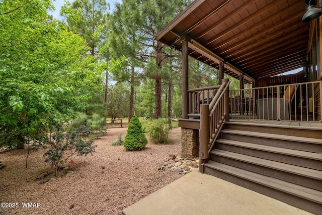 380 N Retreat Dr, Show Low, AZ 85901 - view of yard featuring stairway and a wooden deck