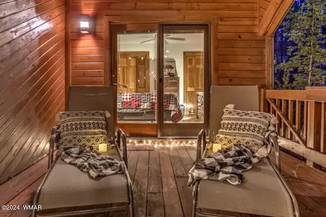 view of wooden balcony featuring a deck