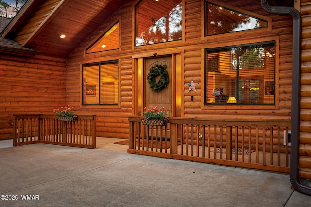 1430 E Pine Oaks Dr, Show Low, AZ 85901 - doorway to property featuring faux log siding