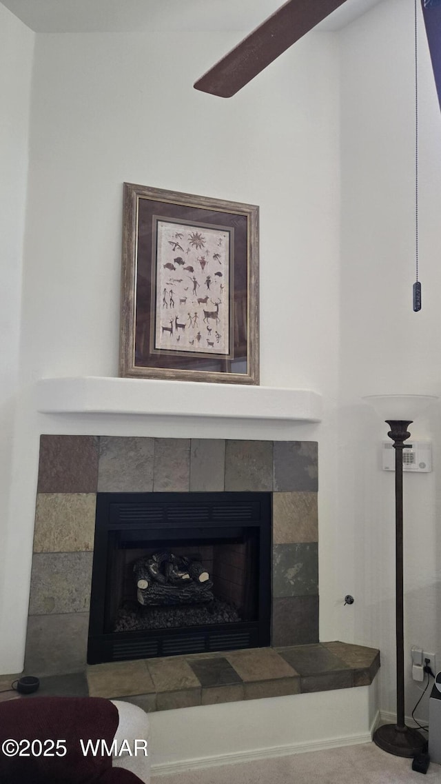 3024 Buck Crossing Way, Pinetop, AZ 85935 - detailed view of a tiled fireplace and carpet