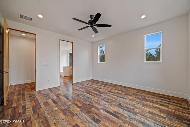 2759 Panther Cir, Overgaard, AZ 85933 - unfurnished bedroom with dark wood-type flooring, recessed lighting, baseboards, and a ceiling fan